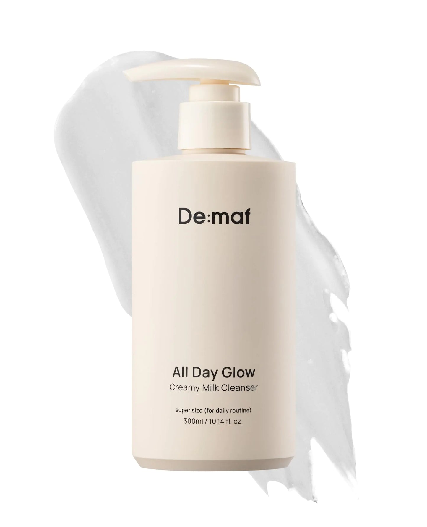 De:maf All Day Glow Creamy Milk Cleanser | Gentle Face Wash for Sensitive Skin Korean Face Wash & Hydrating Facial Cleanser with Hyaluronic Acid Ceramides Panthenol (10.14 fl oz)